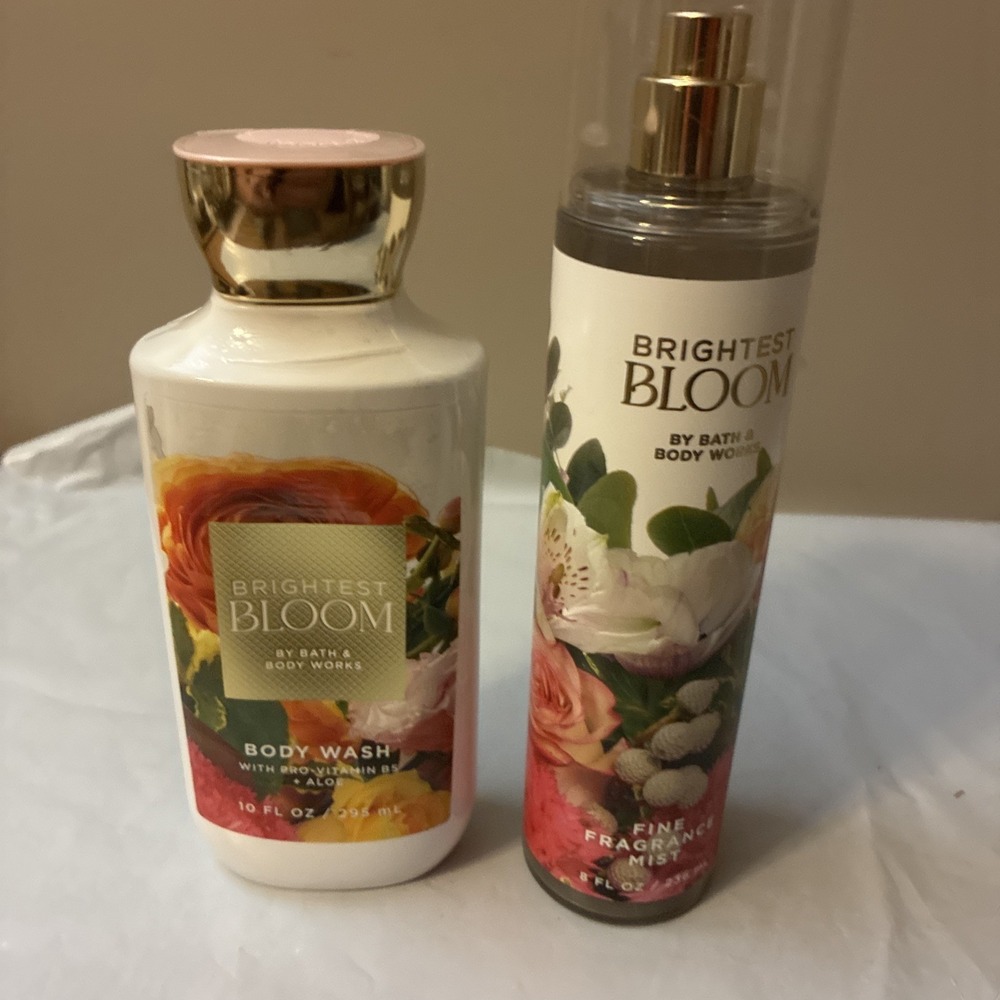 Bath and Body Works Brightest Bloom Fine Fragrance Mist  Body Wash Set of 2  NEW